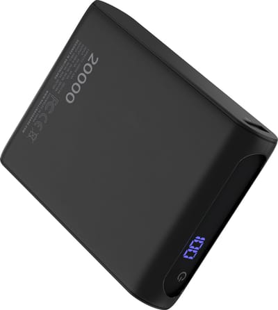 Rolling Square Powerbank Draagbaar 20000mAh - USB-C & USB-A - 20W Snellader voor Telefoon & Laptop - Zwart