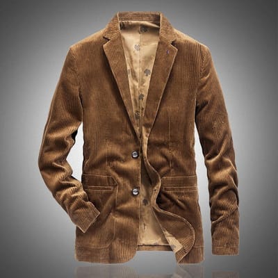 Heren Herfst en Winter Nieuw Corduroy Pak Retro Casual Platte Jas Heren Effen Kleur Pak L black