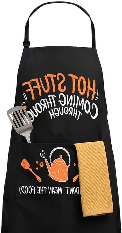 Verstelbare Unisex Schort in Zwart, Waterdichte Keuken Schort voor Koken, Bakken, Tuinieren en BBQ met Prints