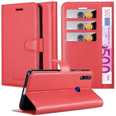 Cadorabo Hoesje geschikt voor Honor 9X in KARMIJN ROOD - Beschermhoes met magnetische sluiting, standfunctie en kaartvakje Book Case Cover Etui
