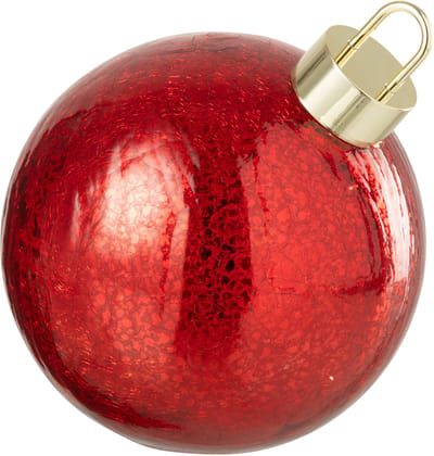 J-Line kerstbal - glas - rood - medium - LED lichtjes