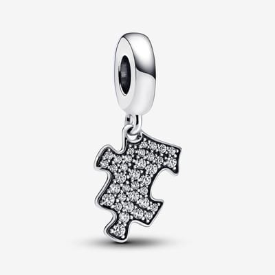Fler® | Bedel | Past op populaire bedelarmbanden (standaard - 3mm) | Puzzelstuk Bedel | Hangbedel Charm | 925 sterling zilver | Transparante zirkonia | Armband Kraal | Valentijnsdag Cadeau | Sinterklaas kado | Kerstcadeau | Verjaardagsgeschenk