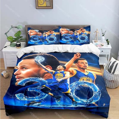 Mode Star de Basket S-Stephen C-Curry Imprimé Ensembles de Literie Ensemble Fournitures de Lit Housse de Couette Ensemble Couette de Lit Ensemble de Literie Cadeau EU Single 90x200cm