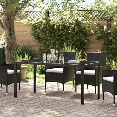 Tuintafel - Eettafel Buiten - Buiten Eten - Gehard Glas - 160 x 80 cm - Zwart