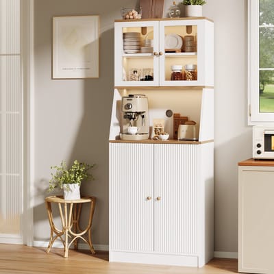Keukenkast - Opbergkast - Kast - Buffetkast - Dressoir - Met Deuren en Verlichting - Servieskast - 70 × 40 × 180 cm