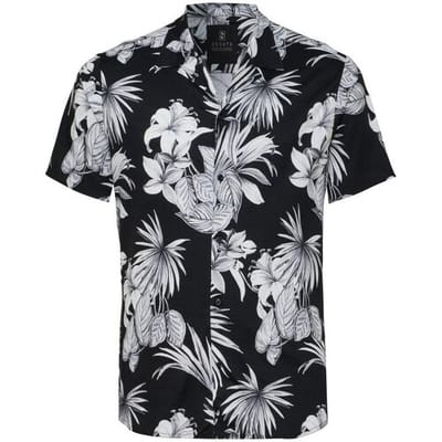 Desoto Overhemd Hawaiian Flower Short Sleeve Lido Collar Zwart / male