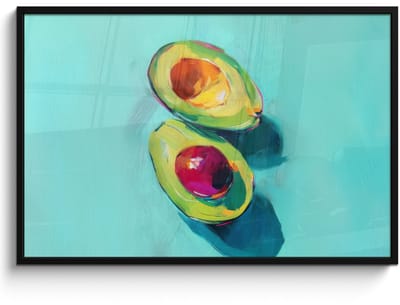 Poster in lijst - Fotolijst 120x80 cm - Posters - Avocado - Groen - Pit - Schaduw - Posterlijst zwart - Decoratie - Wanddecoratie woonkamer - Muurdecoratie slaapkamer