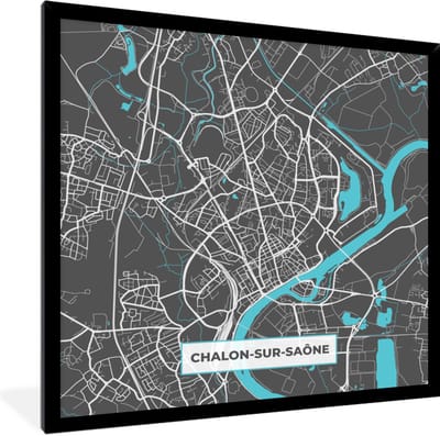Fotolijst incl. Poster - Chalon-sur-Saône - Frankrijk - Kaart - Plattegrond - Stadskaart - 40x40 cm - Posterlijst