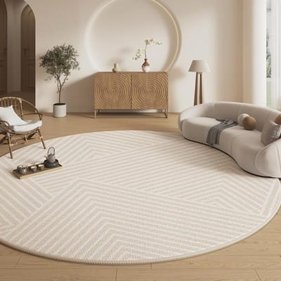 Crème Stijl Woonkamer Decoratie Rond Tapijt Verdikt Pluche Tapijten voor Slaapkamer Pluizig Zacht Lounge Vloermat Antislip Nachtkastje Tapijt 80x80CM