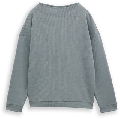 Tom Tailor - Loose fit sweatshirt met opstaande kraag - Maat XL - black moss wave structure