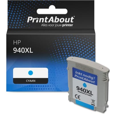 PrintAbout huismerk Inktcartridge 940XL (C4907AE) Cyaan Hoge capaciteit Geschikt voor HP