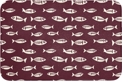 Badmat 90x60 cm - Antislip - Vissen - Grafisch - Patroon - Donker - Badmatten voor badkamer - Badkamermat - Douchemat - Badkamer mat