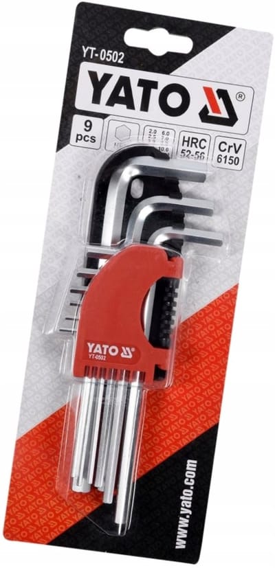 Yato Inbussleutelset 9 Delig 2-10MM CR-V - Professioneel Gereedschap