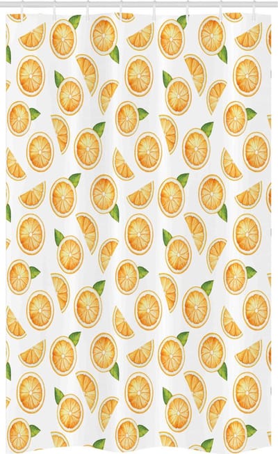 ABAKUHAUS Douchegordijn 120x180 cm – Polyester, Oranje/Wit/Groen – Fruitontwerp