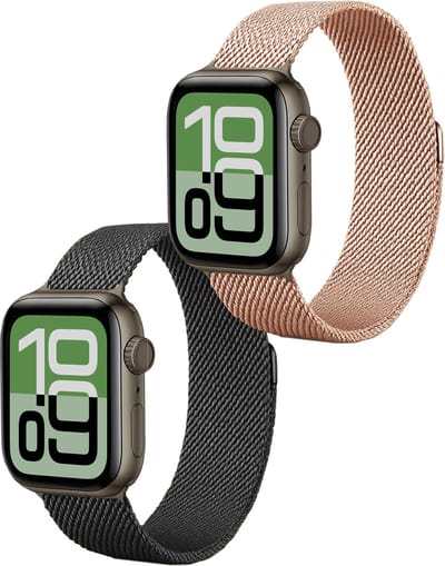 Milanees Bandje Geschikt voor Apple Watch 38/40/41 mm Milanees Bandje - Band Geschikt voor Apple Watch 38/40/41 mm Met Magneetsluiting - Zwart & Rose Goud