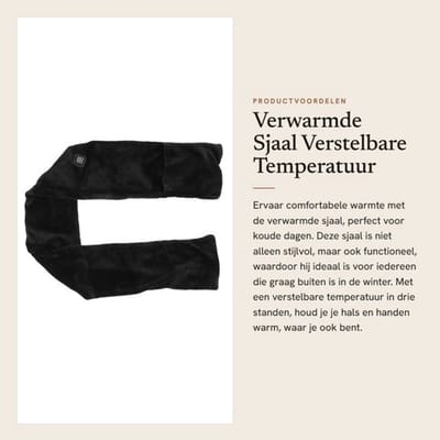 Verwarmde Sjaal - Verstelbare Temperatuur - Lange Warmte - Zwart - Fleece Sjaal - Handwarmers - Geschikt voor Koude Dagen