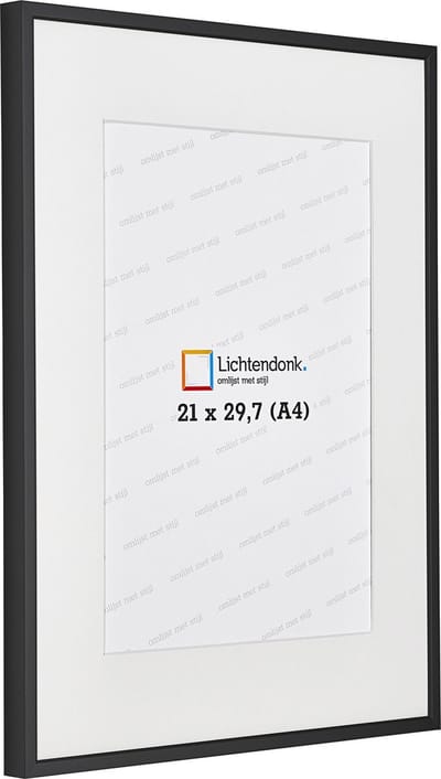 Aluminium Wissellijst Zwart met PASSE-PARTOUT – A4 - 21 x 29,7 Fotomaat – Lijstmaat 30x40 – Professional – Helder Acrylite