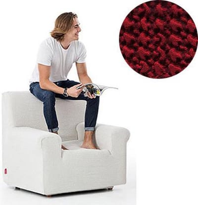 Belmarti® Fauteuilhoes Milos 70cm tot 110cm breed- Rood - Stoelhoes voor fauteuil - Premium Belmarti® kwaliteit -Extreme stretch