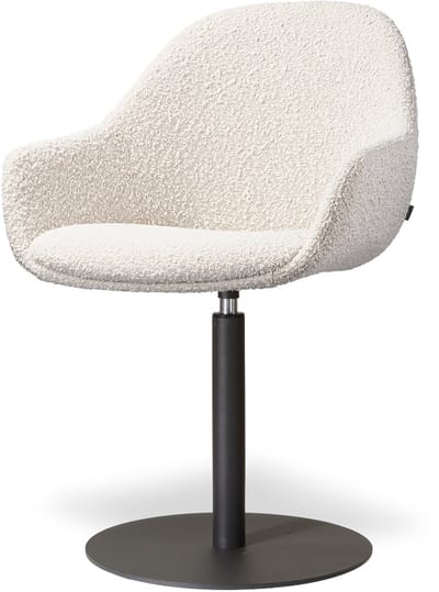 Nolon Niva-Mae Draaibare Tulp Eetkamerstoel Bouclé Beige - Mat Zwart Onderstel - Scandinavisch - Armstoel