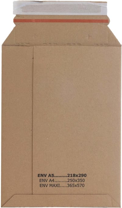 10 stuks A5 Kartonnen Enveloppen met Plakstrip - 218x290mm - Bruin