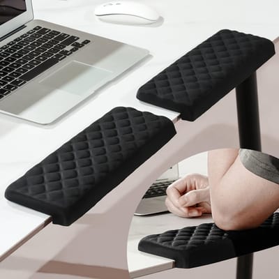 Dailygoods- Polssteun Ergonomisch - L-vormige Elleboogsteun - Geheugenfoam - Antislip Basis - Bureau Kussen - 30x10x3,3 cm
