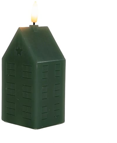 Annas collection - Kaars huisje wax 3d vlam 5x6x15 cm jade groen