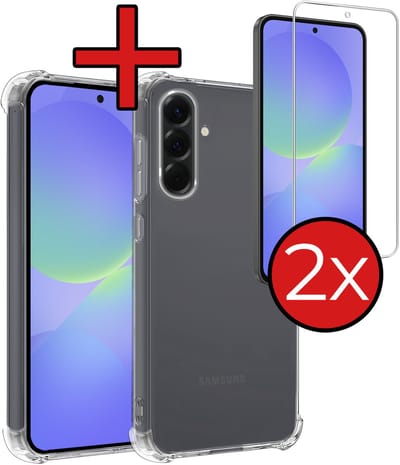 Hoesje - Met Screenprotector - 2 Stuks - Geschikt voor Samsung Galaxy A36 - Sterk & Shockproof - Back Cover - Siliconen Case - Telefoon Hoes - Shock Proof - Telefoonhoes - Transparant