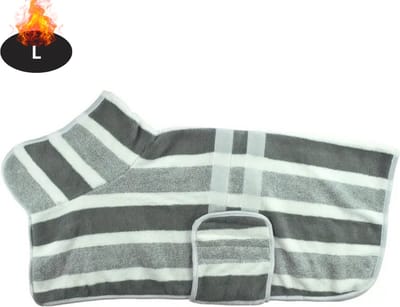 Livano Hondenbadjas - Hondenhanddoek - Voor Honden - Hondenkleding - Hondentrui - Hoodie - Sneldrogend - Grijs - L
