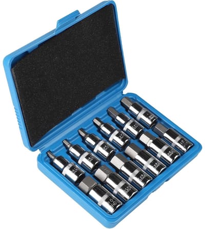 TOVBMUP Set van 12 stuks - 1/2" zeskantdoppenset - met kunststof koffer - zeskantdoppenset - zeskantmoeren - 1/2" zeskantdoppenset - buitenzeskant 1/2" - voor slagmoersleutels