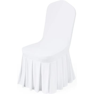 VEVOR stoelhoezen, platte voorkant, 30 stuks, wasbare stoelhoezen van polyester en spandex voor bruiloften en diners, geschikt voor stoelen (51 x 45 x 95 cm), wit