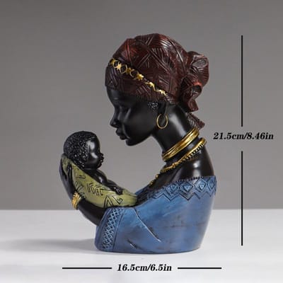 Résine Style Ethnique Figurines Femme Africaine Créatives Statue Abstraite Mère et Enfant Accessoires de Décoration Intérieure Ornements