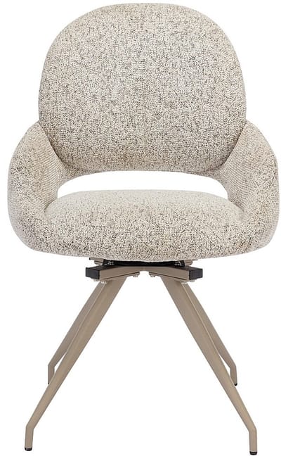 Vente-unique Set van 2 draaistoelen in tweedstof en taupe metaal - Crème - VALIANA