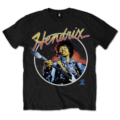 Jimi Hendrix - Script Circle Heren T-shirt - S - Zwart