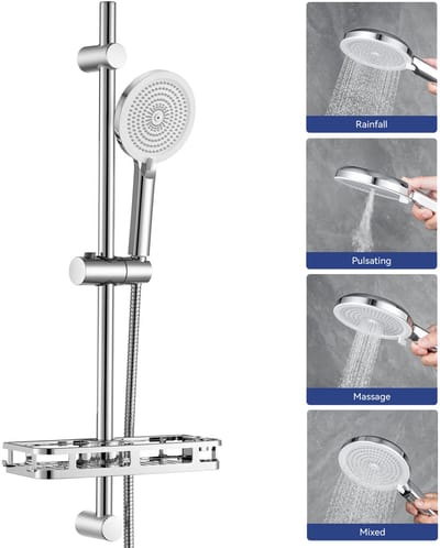 Auralum Max Doucheset met Handdouche - 70 cm Glijstang - Met Zeepschaal - 4 Standen - 150 cm Doucheslang - RVS - Complete Glijstangset - Chroom