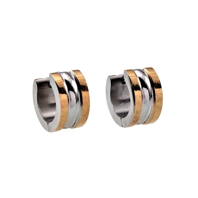 ∅13mm x 7mm Oorringen Unisex - Bicolor - RVS Zilverkleur - Goudkleur - Brede Oorbellen - Dames - Heren