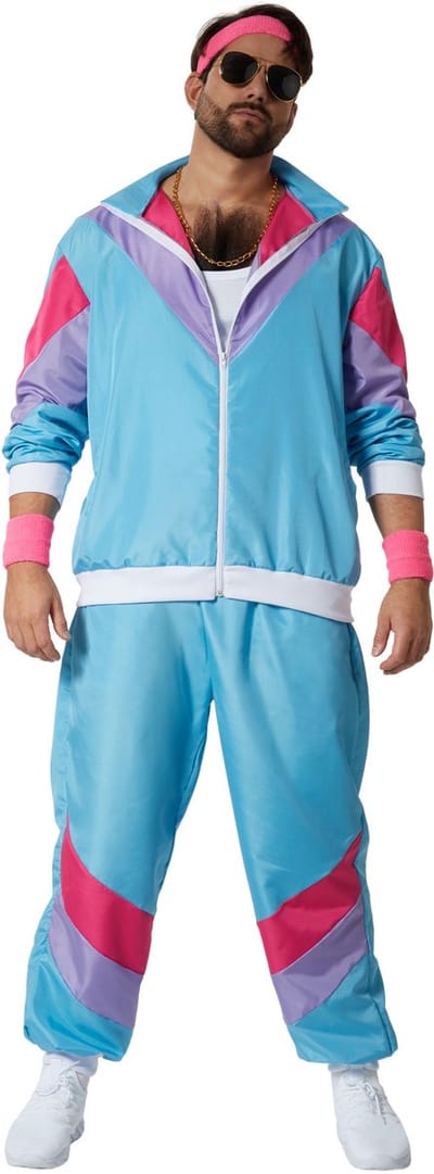 dressforfun - herenkostuum retro 80er 90er jaren joggingpak set - S - Verkleedkleding carnaval - Halloween - Verkleden - Feestkleding - Carnavalskleding - Feest - Partykleding