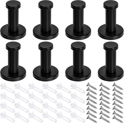 Wandhaken - Kapstokken Haken - Ophangen Spullen - Roestvrij Staal - 8 Stuks - Zwart