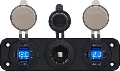 ProRide 12V USB Autolader 3 Poorten - QC3.0 - Voltmeter en 12V/24V Sigarettenplug - Drievoudig inbouw