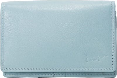 Compacte Leren Dames Portemonnee Lichtblauw - Anti-Skim - Ideale Dames Portemonnee Lichtblauw Leer