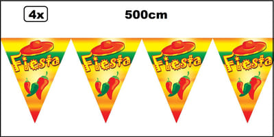 4x Vlaggenlijn Fiesta party 500cm - Tropical feest Hawaii zomer beach fun festival evenement