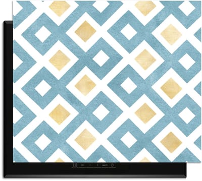 KitchenArt - Diamond Wave Blue - Inductie Beschermer - 65x52 cm - Kookplaat Beschermer - Luxe Afdekplaat Inductieplaat - Anti-slip & Oprolbaar - Beschermmat Inductiekookplaat