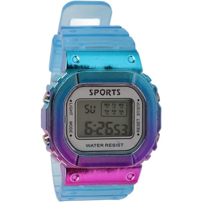 Kleurverloop Elektronisch Horloge Grote Wijzerplaat Waterdicht Lange Standby-tijd Paars Blauw Casual Sport blue