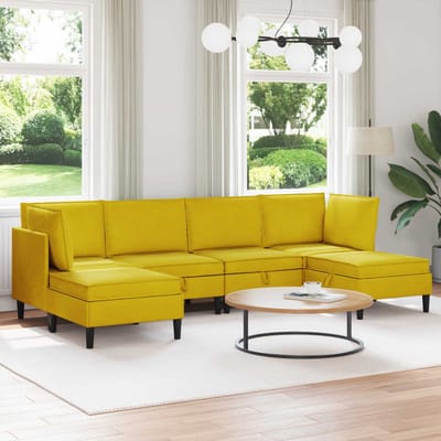 vidaXL - Woonkamer - Meubelset - 6 - st - Geel - Fluweel