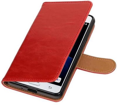 Zakelijke Book Case Telefoonhoesje Geschikt voor de Samsung Galaxy J3 Pro - Portemonnee Hoesje - Pasjeshouder Wallet Case - Rood