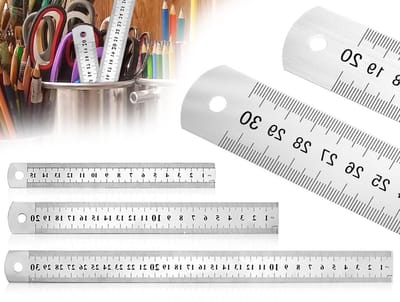 3-delige roestvrijstalen linialen set, rechte liniaal met dubbele schaal, nauwkeurige metingen in cm en inch, 15cm/20cm/30cm