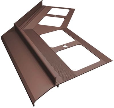 Renoplast® aluminium hoek 135° voor dakrandprofiel K30 bruin | Afwerking van terrassen en balkons | Tegelvloeren op lijmmortel | Waterafvoersystemen hoekprofiel | bescherming tegen corrosie