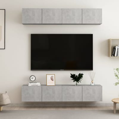 vidaXL - Tv-meubelen - 4 - st - 80x30x30 - cm - bewerkt - hout - betongrijs