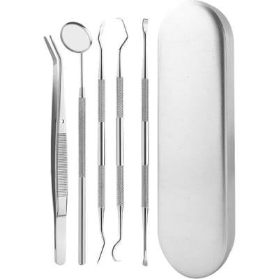 Miroir Dentaire Grattoir à Tartre en Croissant Curette Dentaire Spatule Outil de Dentiste Soin Buccal Kit de Nettoyage des Dents Équipement de Laboratoire Professionnel