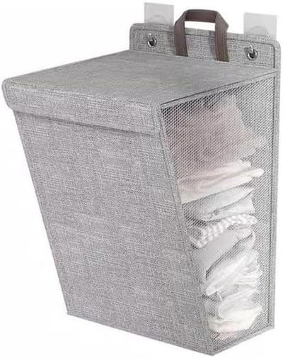 Wandmontage Wasbak - Wasmand Opvouwbaar - Kleding Opbergen - Ruimtebesparend Ontwerp - 48 x 36 x 12 cm - Grijs