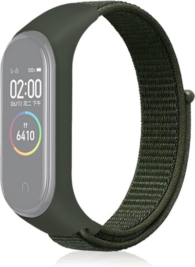 Nylon bandje - geschikt voor Xiaomi Mi Band 3 / Mi Band 4 / Mi Band 5 / Mi Band 6 - legergroen